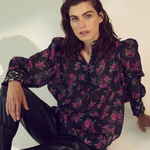 Melissa Nepton Aubrey pink rose peasant blouse